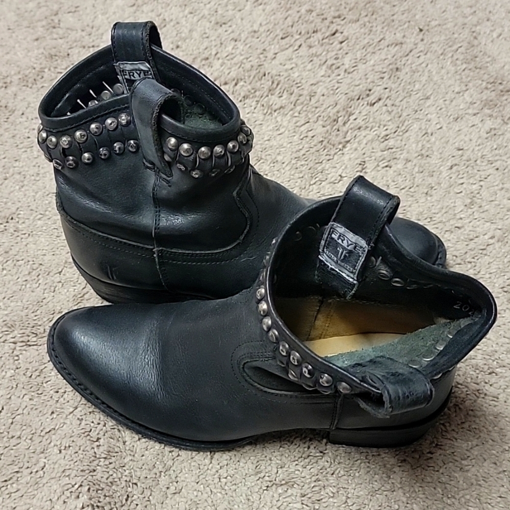 Frye Black Ankle Boots with Silver Studs